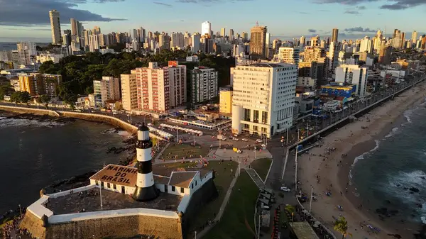 stock image salvador, bahia, brazil - july 20, 2024: aerial view of the fort of Santo Antonio, better known as Farol da Barra, in the city of Salvador.