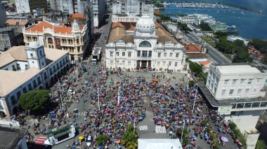 Salvador, Bahia, Brezilya - 2 Nisan 2023: Katolikler Hz. İsa 'nın İsa' nın İsa 'ya giriş tarihi olan Palm Sunday' i kutluyorlar..