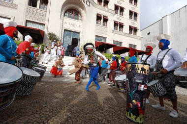 salvador, bahia, brazil - september 12, 2024: cultural presentation near the Fasano hotel in the historic center of the city of salvador. clipart