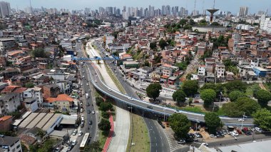 Salvador, Bahia, Brezilya - 5 Eylül 2024: Salvador şehrinin hava manzarası.