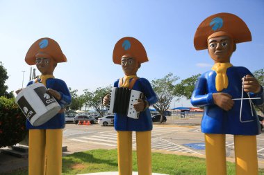 petrolina, pernambuca, brazil - november 14, 2024: monument of the Trio Nordestino seen in the city of Pedtrolina. clipart