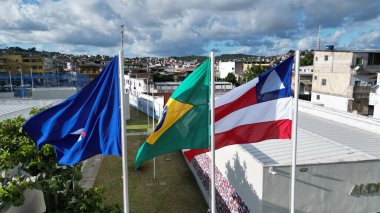 Salvador, Bahia, Brezilya - 15 Mayıs 2024: Brezilya bayrak direği, Bahia eyaleti ve Salvador şehri.