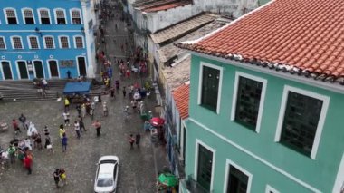 Salvador, Bahia, Brezilya - 17 Aralık 2024: Salvador şehrinin tarihi merkezinde Pelourinho 'nun hava manzarası.