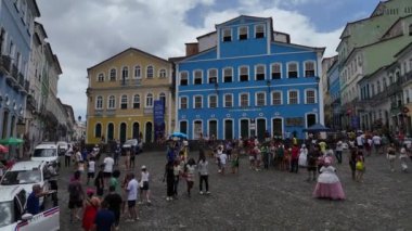 Salvador, Bahia, Brezilya - 17 Aralık 2024: Salvador şehrinin tarihi merkezinde Pelourinho 'nun hava manzarası.