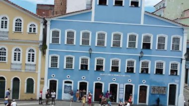 Salvador, Bahia, Brezilya - 17 Aralık 2023: Salvador şehrinin tarihi merkezinde Pelourinho 'nun hava manzarası.