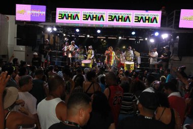 salvador, bahia, brazil - april 23, 2023: precursion band during micareta in the city of Feira de Santana. clipart