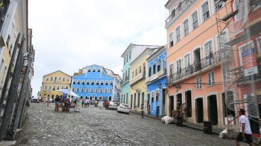 Salvador, Bahia, Brezilya - 17 Aralık 2024: Salvador şehrinin tarihi merkezinde Pelourinho 'nun hava manzarası