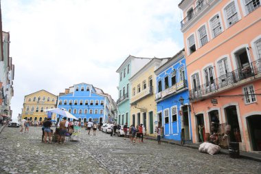 Salvador, Bahia, Brezilya - 17 Aralık 2024: Salvador şehrinin tarihi merkezinde Pelourinho 'nun hava manzarası