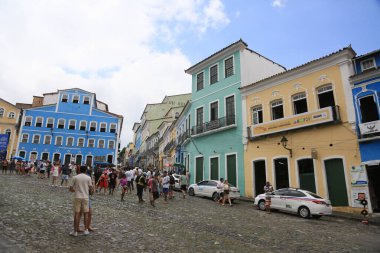Salvador, Bahia, Brezilya - 17 Aralık 2024: Salvador şehrinin tarihi merkezinde Pelourinho 'nun hava manzarası