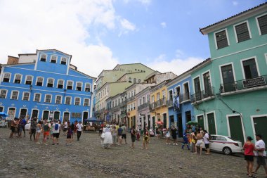 Salvador, Bahia, Brezilya - 17 Aralık 2024: Salvador şehrinin tarihi merkezinde Pelourinho 'nun hava manzarası