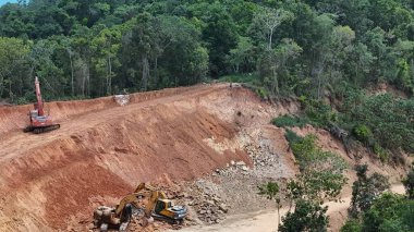 salvador, bahia, brazil - december 18, 2024: view of deforested area on frades island in salvador. clipart