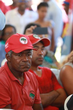 Salvador, Bahia, Brezilya: 16 Aralık 2023: Topraksız İşçi Hareketi (MST) üyeleri Salvador şehrindeki bir kampta görüldü..