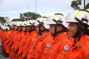 Simoes filho, bahia, brezil- 31 Mart 2025: Bahia 'lı bir grup askeri itfaiyeci Simoes Filho' daki kışlada görüldü..
