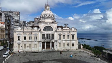 Salvador, Bahia, Brezilya - 25 Mayıs 2025: Salvador 'un tarihi merkezinde Rio Branco Sarayı manzarası.