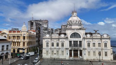 Salvador, Bahia, Brezilya - 25 Mayıs 2025: Salvador 'un tarihi merkezinde Rio Branco Sarayı manzarası.