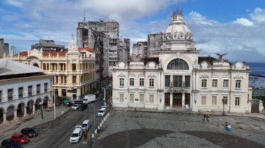 Salvador, Bahia, Brezilya - 25 Mayıs 2025: Salvador 'un tarihi merkezinde Rio Branco Sarayı manzarası.