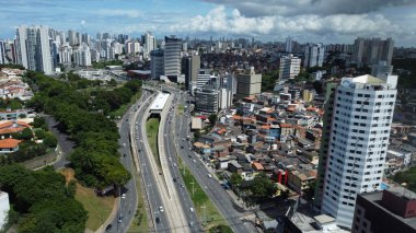 Salvador, Bahia, Brezilya - 24 Nisan 2024: Bu Salvador şehrinin havadan görünüşü.