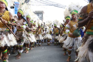 Salvador, Bahia, Brezilya - 2 Temmuz 2025: Bahia 'nın bağımsızlığı sırasında Hintliler görüldü.