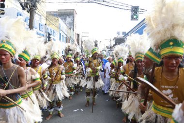 Salvador, Bahia, Brezilya - 2 Temmuz 2025: Bahia 'nın bağımsızlığı sırasında Hintliler görüldü.