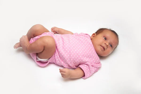 Stock image Adorable baby girl on white background