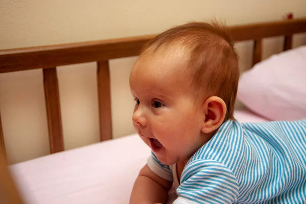 Little Baby His Bed — Stock Photo, Image