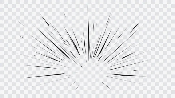 Abstracto Cómic Flash Líneas Radiales Explosión Sobre Fondo Transparente Ilustración — Archivo Imágenes Vectoriales