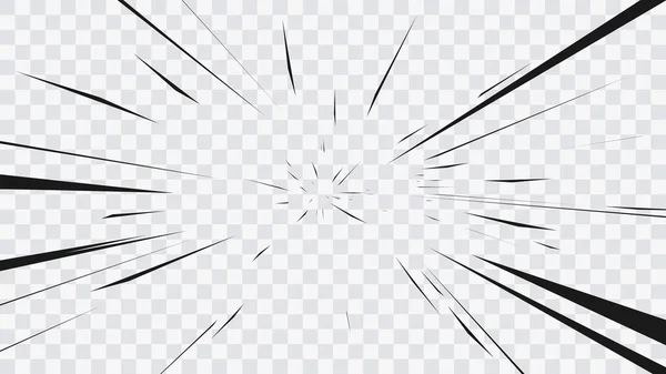 Abstraite Flash Explosion Lignes Radiales Sur Fond Transparent Illustration Vectorielle — Image vectorielle
