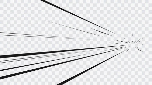Abstrakt Serietidning Flash Explosion Radiella Linjer Transparent Bakgrund Vektor Illustration — Stock vektor