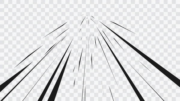Abstrakt Serietidning Flash Explosion Radiella Linjer Transparent Bakgrund Vektor Illustration — Stock vektor