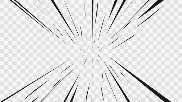 Abstracto Cómic Flash Líneas Radiales Explosión Sobre Fondo Transparente Ilustración — Archivo Imágenes Vectoriales