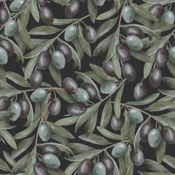 Illustration Stylish Seamless Pattern Branches Olives — Photo