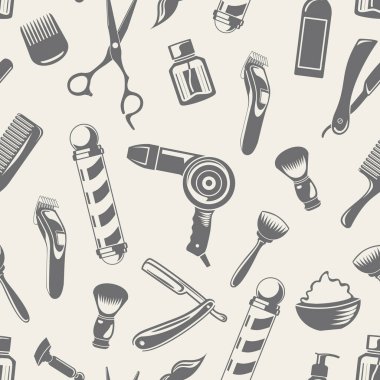 vector illustration of stylish seamless pattern with barbershop concept