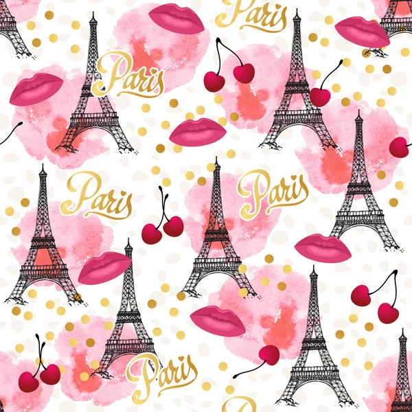 Illustration Motif Élégant Sans Couture Avec Des Tours Eiffel — Image vectorielle