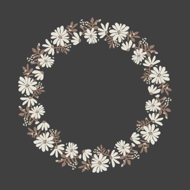 round floral frame, vector illustration