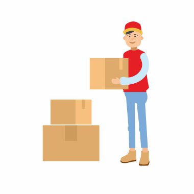 stylish banner with delivery man, vector illustration