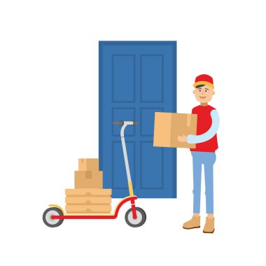 stylish banner with delivery man, vector illustration