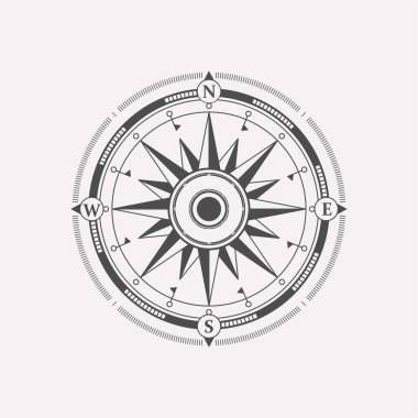 Compass wind rose vector design element. Vintage navigator icon.