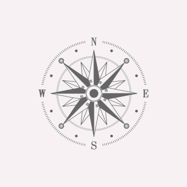 Pusula rüzgar gül tasarım elementi. Vintage navigatör simgesi
