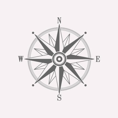 Compass wind rose vector design element. Vintage navigator icon.