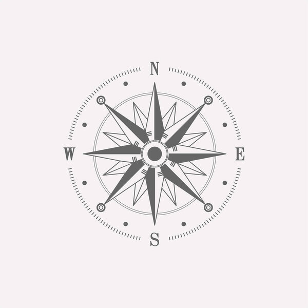 Compass wind rose design element. Vintage navigator icon