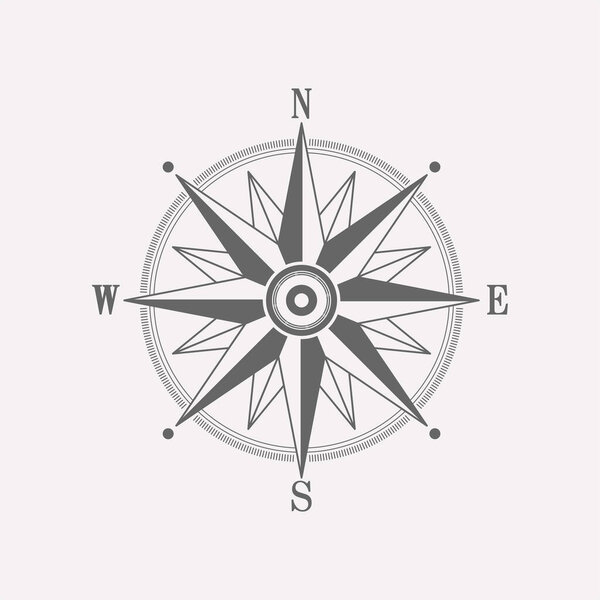 Compass wind rose vector design element. Vintage navigator icon.