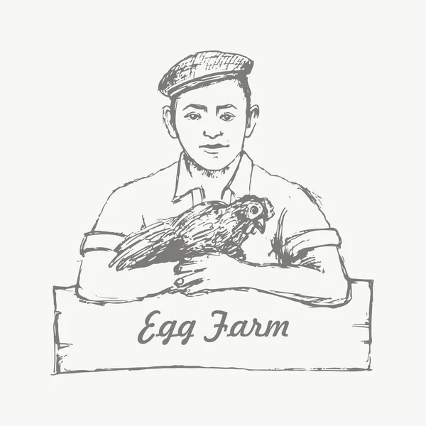Egg Farm Worker Vector Illustration — Image vectorielle
