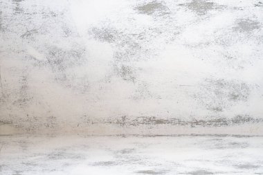 Beyaz çimento zemin ve duvar arkası