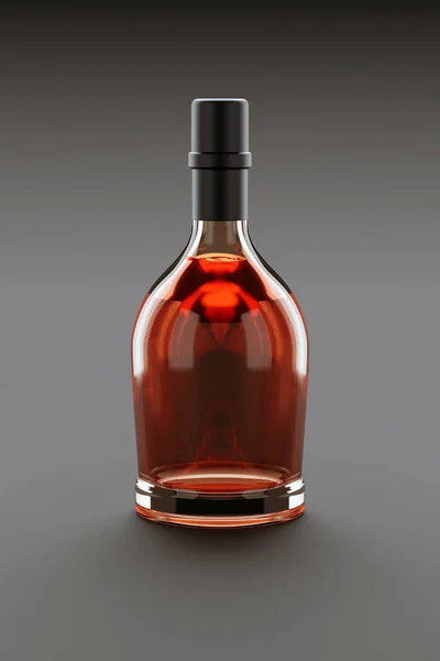 Рендеринг Бутылка Темного Стекла Красным Вином Этикеткой Фоне — стоковое фото