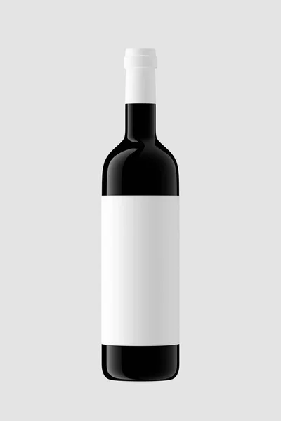 Renderização Garrafa Vidro Escuro Com Vinho Tinto Com Rótulo Isolado — Fotografia de Stock