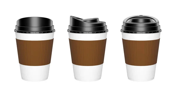 stock image 3D rendering ,Set of paper Coffee Cups on white background, Coffee Cup Mockup.