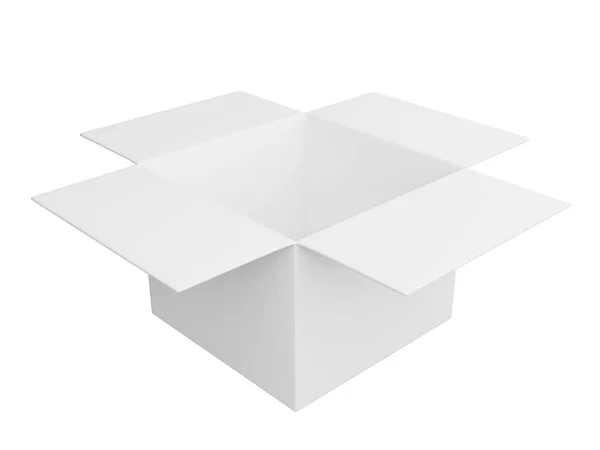 Caixa Vazia Com Caixa Embalagem Simétrica Bonita Aberta Isolada Fundo — Fotografia de Stock