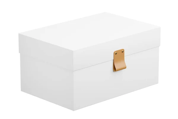 白い生地のパターンで覆われた長方形の箱は プレゼンテーション ボックスモックアップ 3Dレンダリングに適して 白の背景に美しく きれいに見えます — ストック写真
