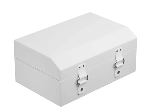 Rechteckige Box Mit Weißem Stoffmuster Sieht Schön Und Sauber Isoliert — Stockfoto