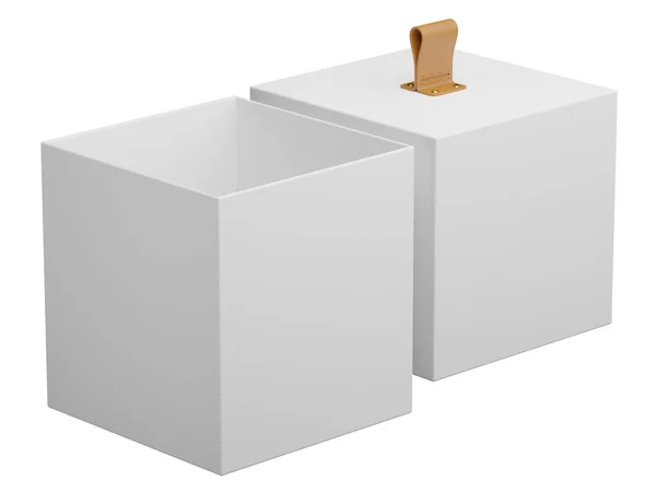 用白色面料图案包裹的矩形盒子在白色背景上看起来美观整洁 适于展示 盒子造型 3D渲染 — 图库照片#